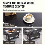 Table Basse Relevable VEVOR, Table Basse Rectangulaire de 100 cm, Table Basse Modulable avec Multiprise, USB et Éclairage Ambiant, Noire