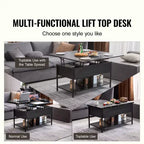 Table Basse Relevable VEVOR, Table Basse Rectangulaire de 100 cm, Table Basse Modulable avec Multiprise, USB et Éclairage Ambiant, Noire