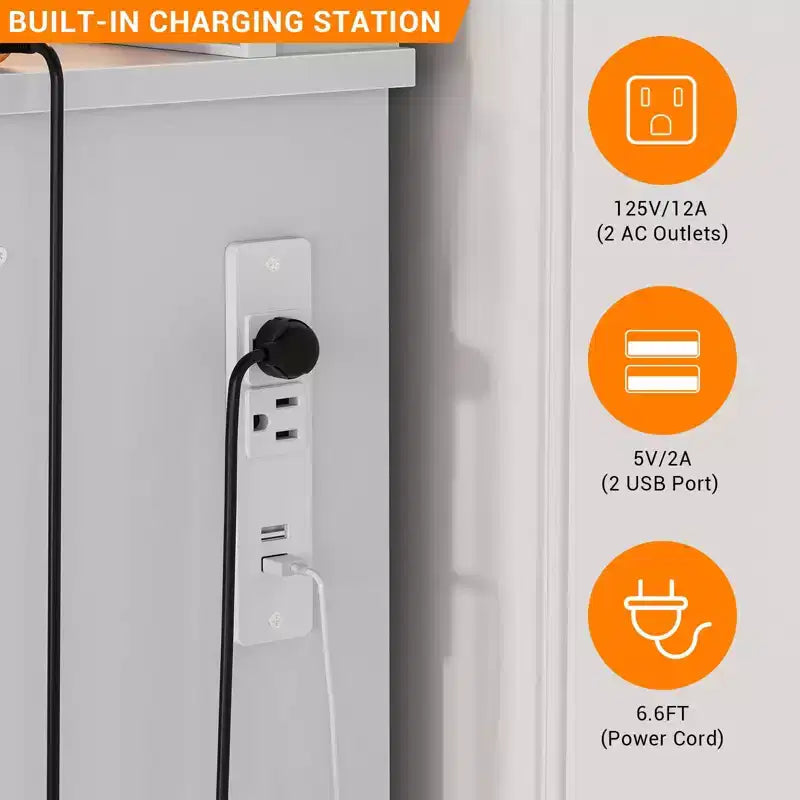 Coiffeuse avec miroir LED 3 modes et prises de chargement, grande coiffeuse avec 7 tiroirs et armoire de rangement, table de maquillage moderne