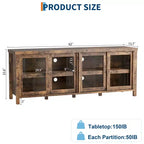Meuble TV Garvee pour 65 pouces, meuble de divertissement avec armoire de rangement et 4 portes coulissantes en verre, console pour salon chambre à coucher