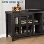 Meuble TV Garvee pour 65 pouces, meuble de divertissement avec armoire de rangement et 4 portes coulissantes en verre, console pour salon chambre à coucher