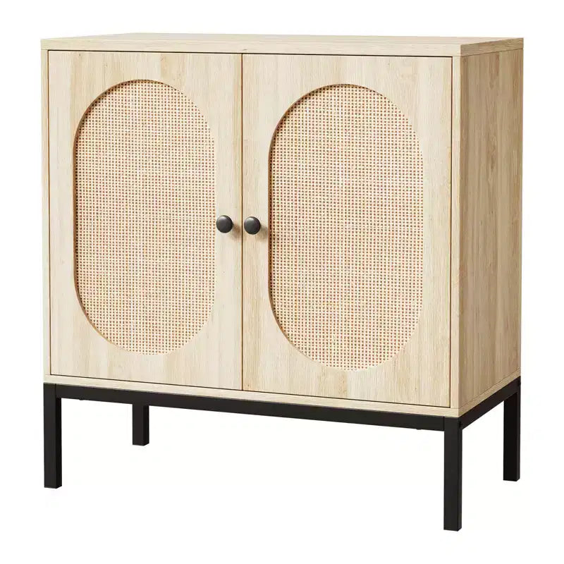 Buffet de cuisine de 80 cm, en rotin, avec étagères réglables, pour salon, salle à manger ou entrée
