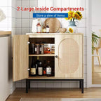 Buffet de cuisine de 80 cm, en rotin, avec étagères réglables, pour salon, salle à manger ou entrée
