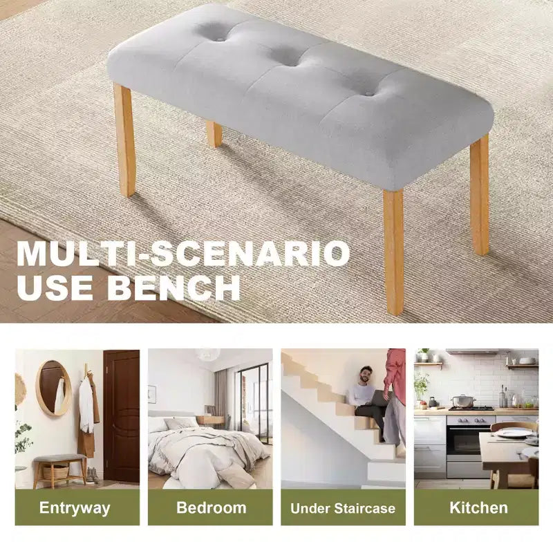MAYEERTY Banc capitonné en tissu, banc de bout de lit