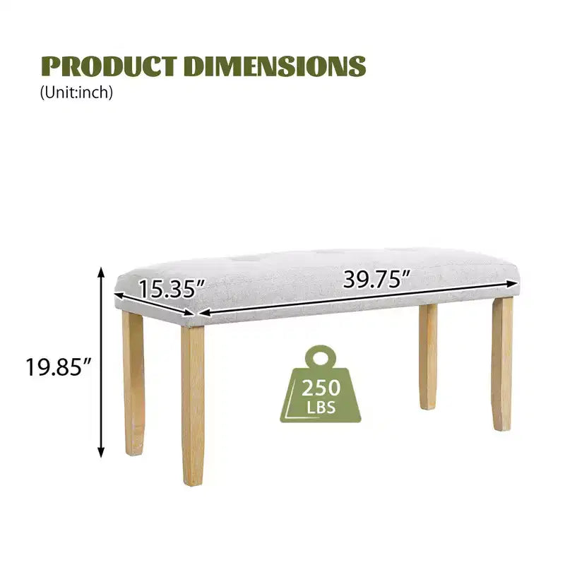 MAYEERTY Banc capitonné en tissu, banc de bout de lit
