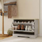 Meuble à chaussures AndMakers blanc antique de 45 cm (17,71 po) de hauteur sur 60 cm (23,62 po) de largeur, avec 1 tiroir basculant et une étagère réglable