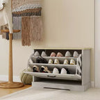 Meuble à chaussures AndMakers blanc antique de 45 cm (17,71 po) de hauteur sur 60 cm (23,62 po) de largeur, avec 1 tiroir basculant et une étagère réglable