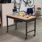 Établi réglable en hauteur 48 x 24, établi robuste avec plateau en bois d'hévéa, rangement avec tiroirs et panneau perforé, capacité de charge de 900 kg, rangement d'outils