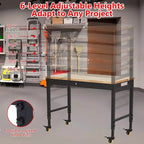 Établi réglable en hauteur 48 x 24, établi robuste avec plateau en bois d'hévéa, rangement avec tiroirs et panneau perforé, capacité de charge de 900 kg, rangement d'outils