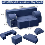 Canapé modulaire pour enfants GustoWave 6 pièces, ensemble de canapé de jeu en mousse avec coussins détachables, canapé souple convertible pour tout-petits et enfants