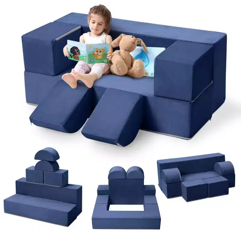 Canapé modulaire pour enfants GustoWave 6 pièces, ensemble de canapé de jeu en mousse avec coussins détachables, canapé souple convertible pour tout-petits et enfants