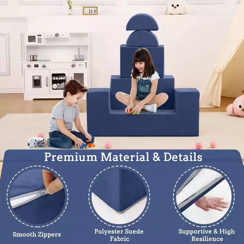 Canapé modulaire pour enfants GustoWave 6 pièces, ensemble de canapé de jeu en mousse avec coussins détachables, canapé souple convertible pour tout-petits et enfants