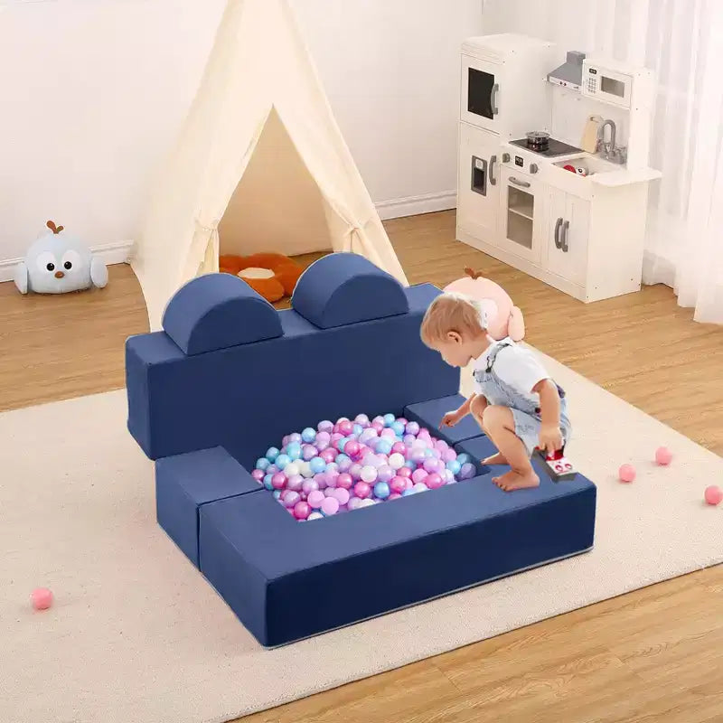 Canapé modulaire pour enfants GustoWave 6 pièces, ensemble de canapé de jeu en mousse avec coussins détachables, canapé souple convertible pour tout-petits et enfants
