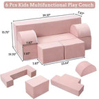 Canapé modulaire pour enfants GustoWave 6 pièces, ensemble de canapé de jeu en mousse avec coussins détachables, canapé souple convertible pour tout-petits et enfants