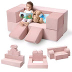 Canapé modulaire pour enfants GustoWave 6 pièces, ensemble de canapé de jeu en mousse avec coussins détachables, canapé souple convertible pour tout-petits et enfants