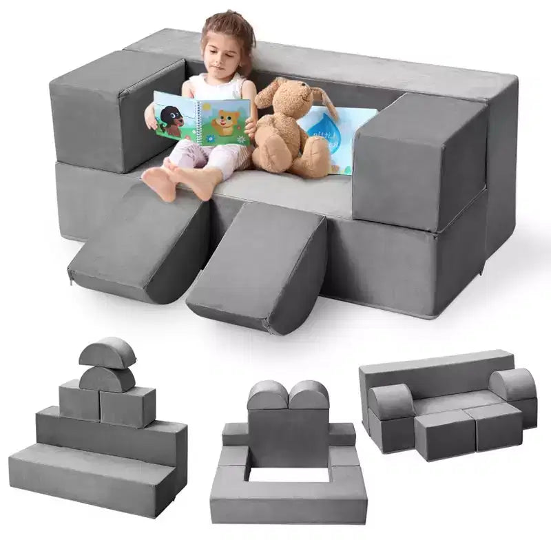 Canapé modulaire pour enfants GustoWave 6 pièces, ensemble de canapé de jeu en mousse avec coussins détachables, canapé souple convertible pour tout-petits et enfants