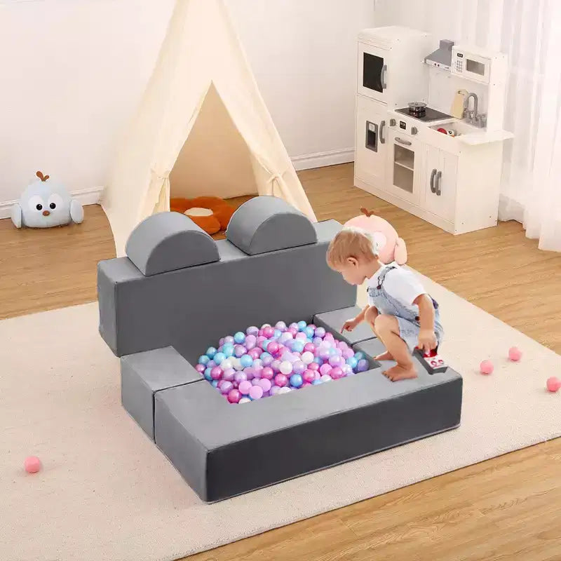 Canapé modulaire pour enfants GustoWave 6 pièces, ensemble de canapé de jeu en mousse avec coussins détachables, canapé souple convertible pour tout-petits et enfants