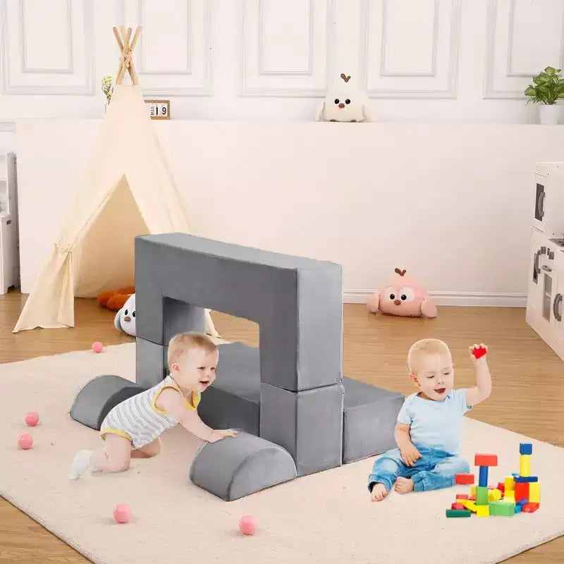 Canapé modulaire pour enfants GustoWave 6 pièces, ensemble de canapé de jeu en mousse avec coussins détachables, canapé souple convertible pour tout-petits et enfants