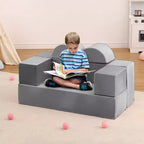GustoWave Modular Kids Couch 6 Pcs, Foam Play Sofa Set with Detachable Cushions, Convertible Soft Couch for Toddlers and Kids