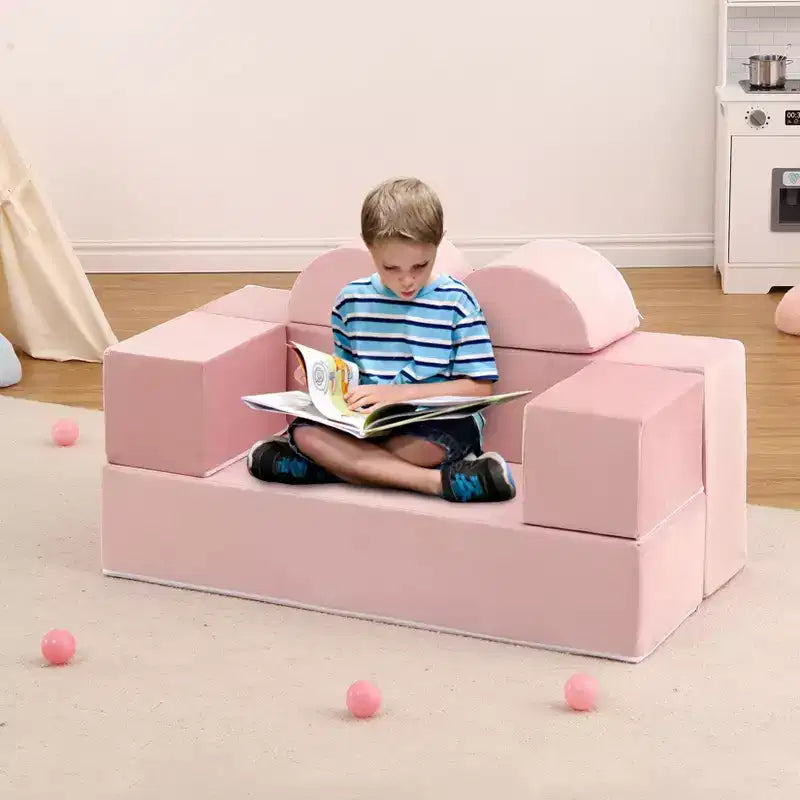 Canapé modulaire pour enfants GustoWave 6 pièces, ensemble de canapé de jeu en mousse avec coussins détachables, canapé souple convertible pour tout-petits et enfants