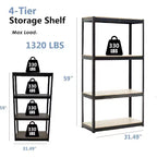 Acekool Étagère de garage en métal réglable à 4 niveaux, étagère de rangement sans vis, étagères robustes en acier pour cuisine, garage ou atelier