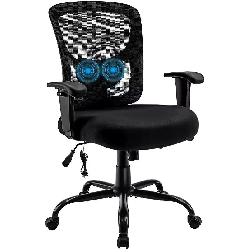 Chaise de bureau de direction HomeRoots noire en tissu mesh et acier, réglable, pivotante et à roulettes
