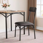 Ensemble de salle à manger carré rustique moderne, table 74,2 cm L x 76,5 cm H, chaises 85,6 cm x 46,7 cm x 43,2 cm, 2 personnes, métal et MDF, montage facile, peu encombrant