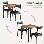 Ensemble de salle à manger carré rustique moderne, table 74,2 cm L x 76,5 cm H, chaises 85,6 cm x 46,7 cm x 43,2 cm, 2 personnes, métal et MDF, montage facile, peu encombrant