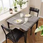Ensemble de salle à manger carré rustique moderne, table 74,2 cm L x 76,5 cm H, chaises 85,6 cm x 46,7 cm x 43,2 cm, 2 personnes, métal et MDF, montage facile, peu encombrant