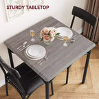 Ensemble de salle à manger carré rustique moderne, table 74,2 cm L x 76,5 cm H, chaises 85,6 cm x 46,7 cm x 43,2 cm, 2 personnes, métal et MDF, montage facile, peu encombrant