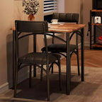 Ensemble de salle à manger carré rustique moderne, table 74,2 cm L x 76,5 cm H, chaises 85,6 cm x 46,7 cm x 43,2 cm, 2 personnes, métal et MDF, montage facile, peu encombrant