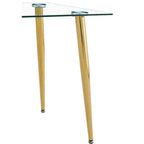 Table de salle à manger Okak pour petit espace, table de salle à manger rectangulaire contemporaine en verre trempé avec pieds en métal pour 4 personnes