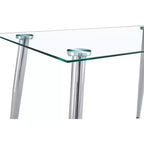 Table de salle à manger Okak pour petit espace, table de salle à manger rectangulaire contemporaine en verre trempé avec pieds en métal pour 4 personnes