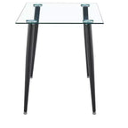 Table de salle à manger Okak pour petit espace, table de salle à manger rectangulaire contemporaine en verre trempé avec pieds en métal pour 4 personnes
