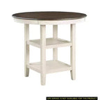 Table à manger ronde Okak de style transitionnel pour petits espaces, table hauteur comptoir avec 2 étagères de rangement pour salon, bureau, cuisine