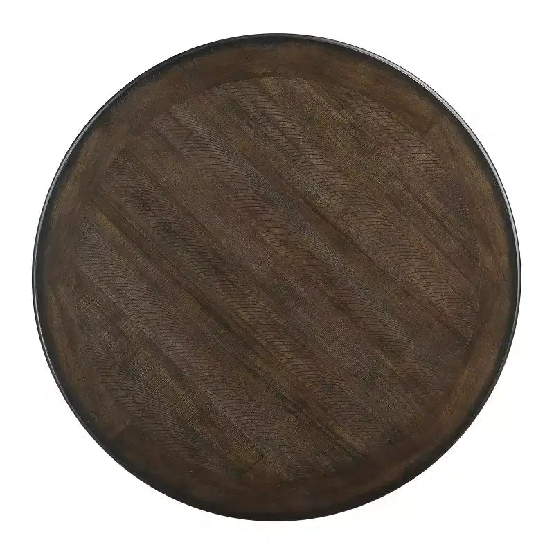 Table à manger ronde Okak de style transitionnel pour petits espaces, table hauteur comptoir avec 2 étagères de rangement pour salon, bureau, cuisine