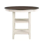 Table à manger ronde Okak de style transitionnel pour petits espaces, table hauteur comptoir avec 2 étagères de rangement pour salon, bureau, cuisine
