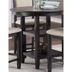 Table à manger ronde Okak de style transitionnel pour petits espaces, table hauteur comptoir avec 2 étagères de rangement pour salon, bureau, cuisine