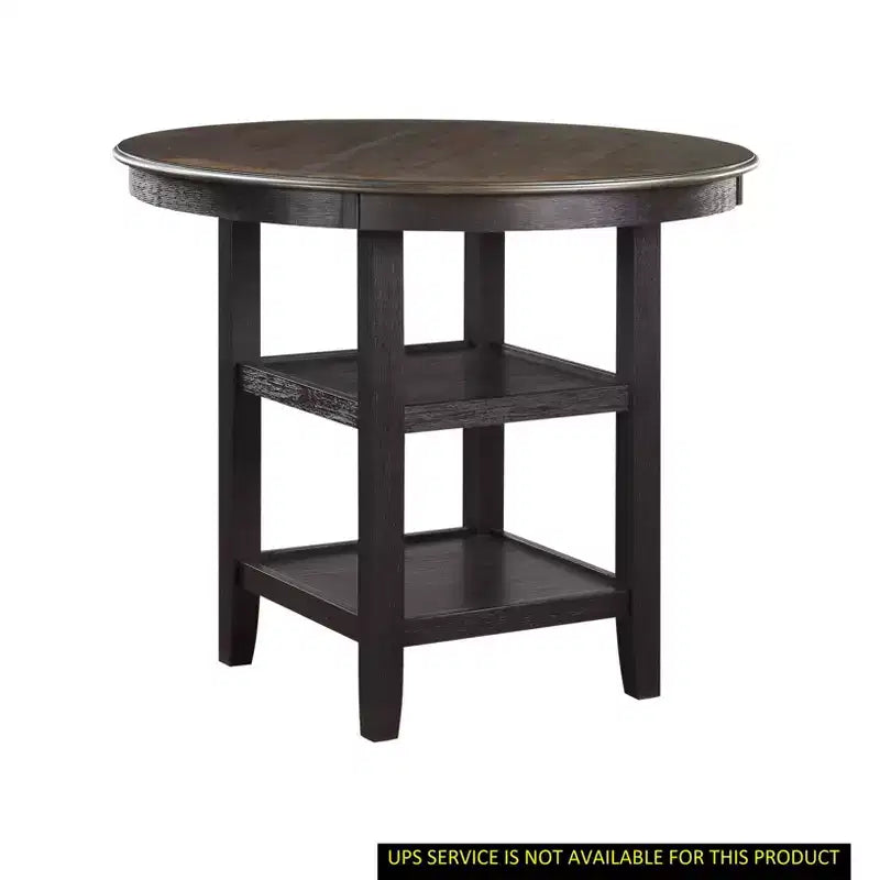 Table à manger ronde Okak de style transitionnel pour petits espaces, table hauteur comptoir avec 2 étagères de rangement pour salon, bureau, cuisine