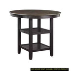 Table à manger ronde Okak de style transitionnel pour petits espaces, table hauteur comptoir avec 2 étagères de rangement pour salon, bureau, cuisine