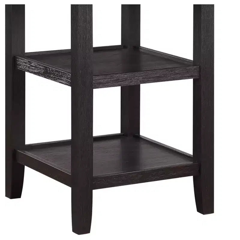 Table à manger ronde Okak de style transitionnel pour petits espaces, table hauteur comptoir avec 2 étagères de rangement pour salon, bureau, cuisine
