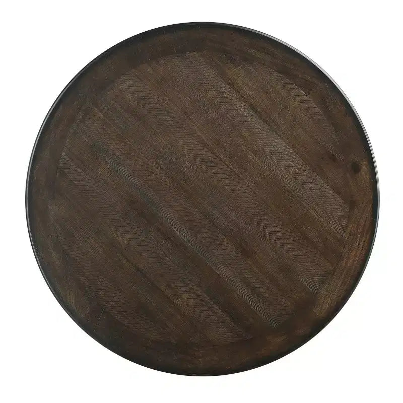 Table à manger ronde Okak de style transitionnel pour petits espaces, table hauteur comptoir avec 2 étagères de rangement pour salon, bureau, cuisine