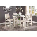 Okak Round Dining Table Transitional Style for Small Space, Counter Height Table with 2 Display Shelves for Living Room, Office, Kitchen