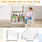 Costway Table et Chaise pour Enfants avec Chevalet, Tableau Blanc, Tableau Noir et Rouleau de Papier