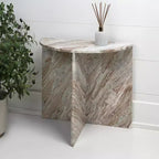 Table d'appoint demi-lune minimaliste Art déco en marbre naturel faite à la main JONATHAN Y Patrice 20