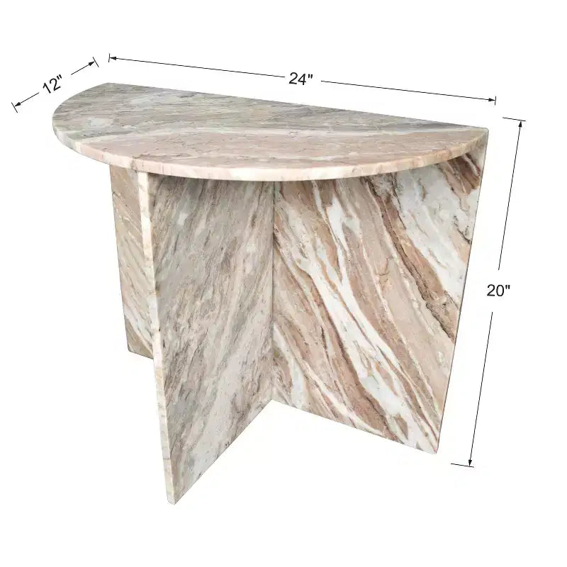 Table d'appoint demi-lune minimaliste Art déco en marbre naturel faite à la main JONATHAN Y Patrice 20