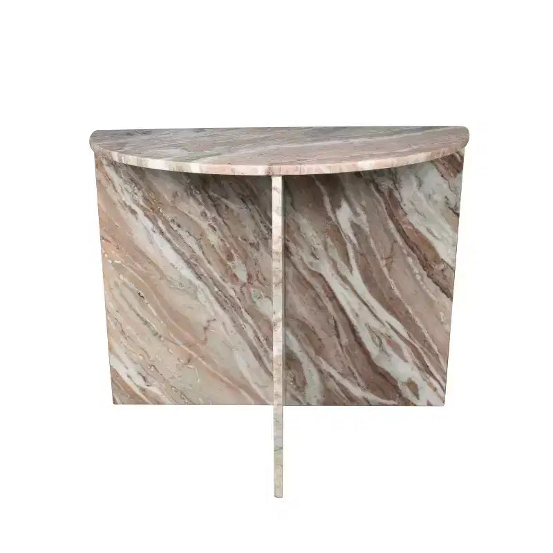 Table d'appoint demi-lune minimaliste Art déco en marbre naturel faite à la main JONATHAN Y Patrice 20