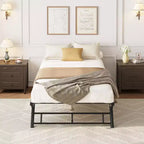 Cadre de lit gigogne double - Plateforme métallique relevable avec roulettes verrouillables, conception pliable pour chambres d'amis et soirées pyjama