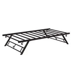 Cadre de lit gigogne double - Plateforme métallique relevable avec roulettes verrouillables, conception pliable pour chambres d'amis et soirées pyjama
