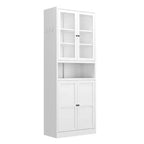 Armoire de cuisine autoportante Okak 61, rangement réglable avec 4 étagères, placard en métal robuste pour salle à manger/salon